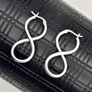 Sterling Silver Infinity Hoop Earrings – 1.375" Long Lightweight 925 Hoops
